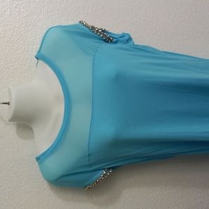 Rhinestone sleeve top INC